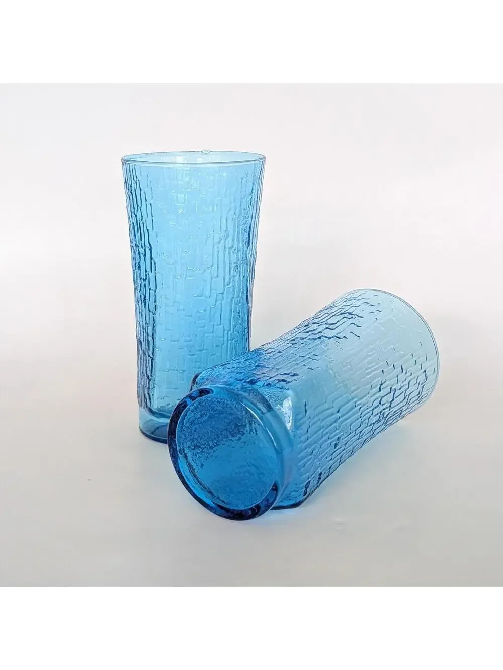 Vintage Laser Blue Anchor Hocking Pagoda Cooler Glasses